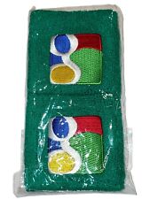Google Green Wrist Sweatbands Lowercase G Color Block 2009 Favicon Logo RARE HTF picture