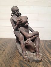 Vintage African Husband Wife Clay Sculpture 7.5