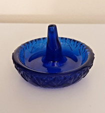Fenton Cobalt Blue Glass Ring Holder Vanity Trinket Dish picture