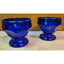 2 Vintage 1970's-Viking Glass-Georgian Honeycomb Cobalt Blue Sherbert Glasses picture