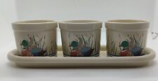 Vintage Set of 3 Ceramic 2.5 inch Round Planters Ducks Mallard Farmhouse Japan  picture