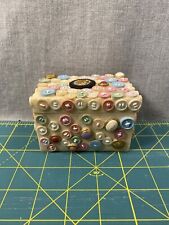 Vintage Dezine Hand Painted Resin Trinket Box - Button Box - 3-3/4