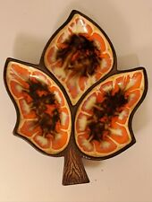 Treasure Craft USA Serving Divided Dish Leaf Design  #377 Orange Glaze picture