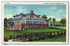 1939 Country Club Exterior Scene East Liverpool Ohio OH Posted Flowers Postcard picture