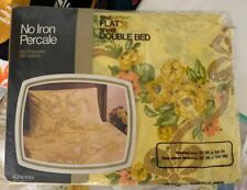 Vintage Full Double Flat Sheet Yellow Floral JC Penney 1970s Percale picture