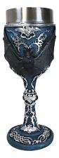 Vampire Flying Bat Blue With Silver Knotwork Scroll Patterns Wine Goblet Chalice picture