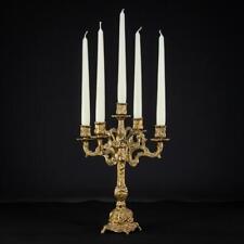 Candelabra Bronze Candle Holder Baroque Gilded French Vintage 5 Lights 13.4 picture