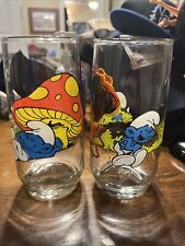 1983 VTG Hardee's Collectible ‘ Smurf’ Glasses. Lot Of 2 picture