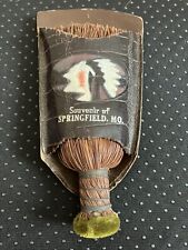 VTG/ANTQ Souvenir Springfield MO 5.25” Whisk Broom Brush In Holder w/ Indian Man picture