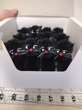 Vintage Chenille Pipe Cleaner Lot of 12 Black Cats Halloween Christmas NOS Favor picture
