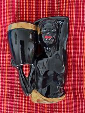 Black Americana Pottery African Native Holding Jug Vase Black and Gold picture