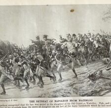 1914 Napoleon Retreat At Waterloo Print Art Antique Military War Collectible picture