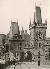 Czech Republic, Prague, Charles Bridge Palace Vintage print. Photomechanical picture