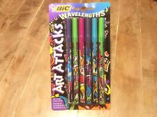 Vintage Bic Wavelengths ART ATTACKS Pens Colorful Cap Color Ink New 1993 NOS picture