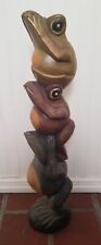 Pier One Indonesian Style 2' Tall Three Climbing Frogs Totem Pole Discontinued  picture