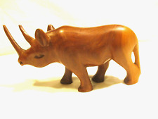VTG Hand Crafted Wooden Rhino African Collectible Animal ,8.5