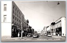 Portage Wisconsin~Cook Street~Downtown Shoppers~Circle Bar~EAT~1940s RPPC picture