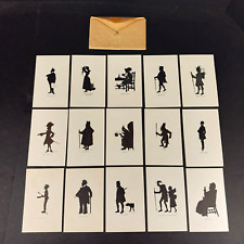 Vintage Charles Dickens Famous Character Silhouettes Novelty Post Card Set of 15 picture
