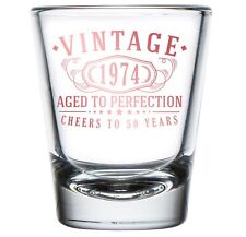 Vintage 1974 Rose Gold Printed 1.75oz 1pk Shot Glass - Happy 50th Birthday Gi... picture