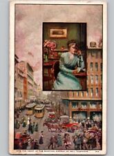 c1905 Heart Of Shopping District Street View Bell Telephone Advertising Postcard picture