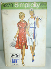 1971 SIMPLICITY Sewing PATTERN 9278 Dress in Half Size 14 1/2 Bust 37 front slit picture