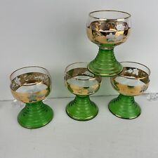 4 Antique Roamer German Gilded Stemmed Etched Green Glass Herolorflseig Goblet picture
