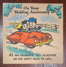Vintage 1947 Anniversary Greeting Card ~ Hallmark Rufftex ~ Multi-Page Fold-Out picture