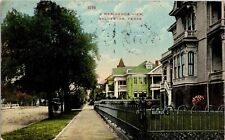 Vintage Postcard Residential Street Ave J Galveston TX Horse Nice Cancel 1912 picture