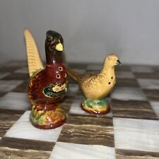 Vintage Rosemeade Ceramic  Pheasant Male & Female Salt and Pepper Shakers Set picture
