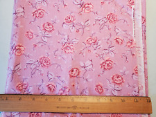 Vintage Peter Pan Brand Pink Floral Cotton Fabric Roses with Polka Dots 1+ Yards picture