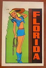 Vintage 1950s Florida Souvenir Cowgirl Girlie Decal picture