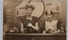 DRUNK LADY FRIENDS SALOON BAR photo postcard rppc silly antique studio prop wine picture