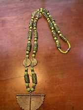 Vtg Venetian Glass Millefiori African Trade Beads w/ Gold tone pendant  Necklace picture