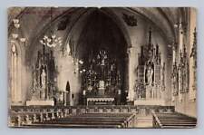 Catholic Church Interior FOWLER Indiana Antique Benton Co Postcard Cover 1912 picture