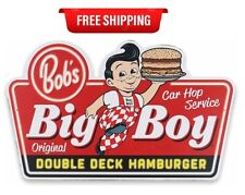 Bob'S Big Boy Double Deck Hamburger Metal Sign - Vintage Bob'S Big Boy Wall Art  picture