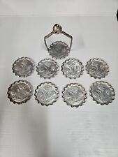 Vintage Aluminum Rose/Flower Embossed Coasters with Holder Set of 8 - nice lot picture