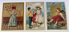 Large McLaughlin's Coffee Trade Cards Lot Of 3 From 1892 Children Playing picture