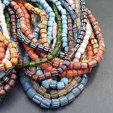 AA 10 Strands Vintage AFRICAN Multicolor Stripes GLASS BEADS 5-7MM necklace L9 picture
