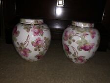 Beautiful pair of porcelain Rose Design ginger jar picture