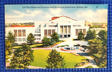 Vtg 1940s Joel Hurt Memorial Fountain & Municipal Auditorium Atlanta GA Postcard picture