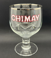 ✅ Chimay Trappist Belgian Beer Stem Goblet Chalice Glass w/ Chrome Silver Rim picture