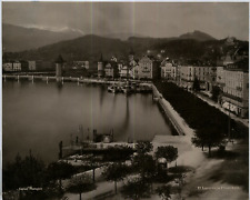 Switzerland, Lucerne, La Promenade Vintage Photomechanical Print 20x25 Circa 1 picture