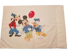 VTG 70s Wamsutta Disney Mickey Mouse Double Sided Percale Std Pillowcase 20x29.5 picture