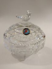 Vtg Hofbauer Byrdes Bird Finial Lead Crystal Candy Dish Lid Etched German Footed picture