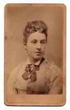 ANTIQUE CDV C. 1870s COLLINS & DURYEE GORGEOUS YOUNG LADY IN DRESS WAVERLY IOWA picture