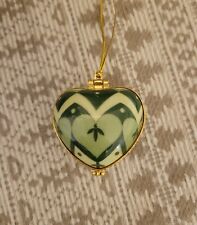 Valerie Parr Hill Green Heart Trinket Box Ornament w gold trim 