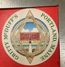 GRITTY McDUFF'S. PORTLAND,MAINE. 4 INCH ROUND BEER COASTER VINTAGE LIGHTHOUSE picture