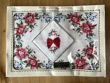 Vintage New Floral Embroidered Table Set 130cm X 130cm Tablecloth & Serviettes picture