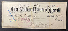 First National Bank of Merrill Wisconsin 1888 bank draft picture