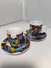 Set of 2 Cafe Najjar Ltd Edition Abstract Expresso Cups & Saucers Khoury 2019 picture